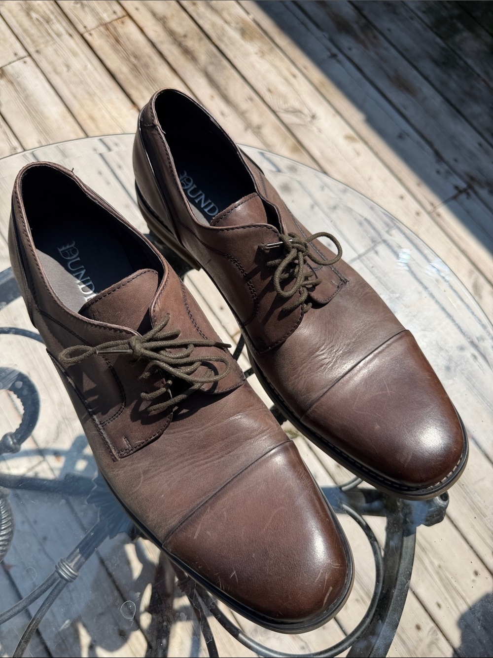 Dundee Men's Brown Leather Cap-Toe Derby Oxfords